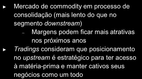 Pré-Consolidação Cenário Atual Considerações Potenciais Sinergias da Integração: Posicionamento e Rentabilidade Nos últimos anos, houve um processo de verticalização na cadeia de valor do setor de