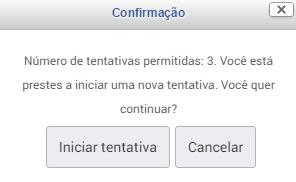 Figura 17: Tela inicial do questionário Note que o questionário está configurado para permitir até 3 tentativas e o método de avaliação é a nota mais alta.