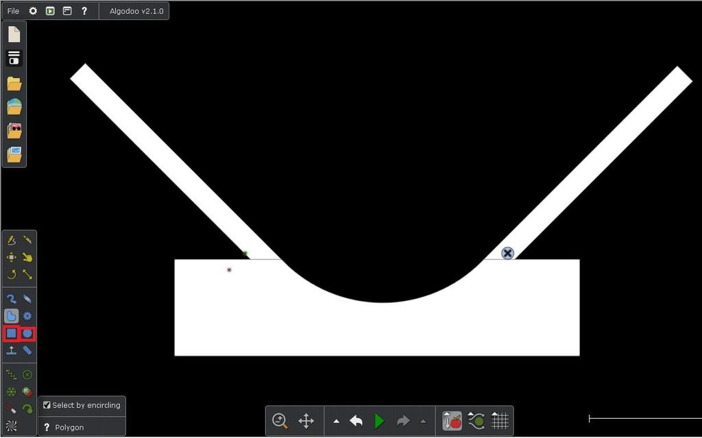 21 Figura 13: Rampa formada por dois planos inclinados e um arco Fonte: Print screen de experimento virtual construído no Software Algodoo, produzido pela autora.