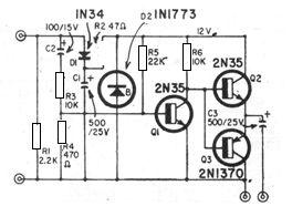 100 Circuitos de Osciladores - 2 41 - Gerador de Ondas Quadradas Este circuito foi obtido numa publicação argentina antiga, usando transistores de germânio e diodos também de germânio.