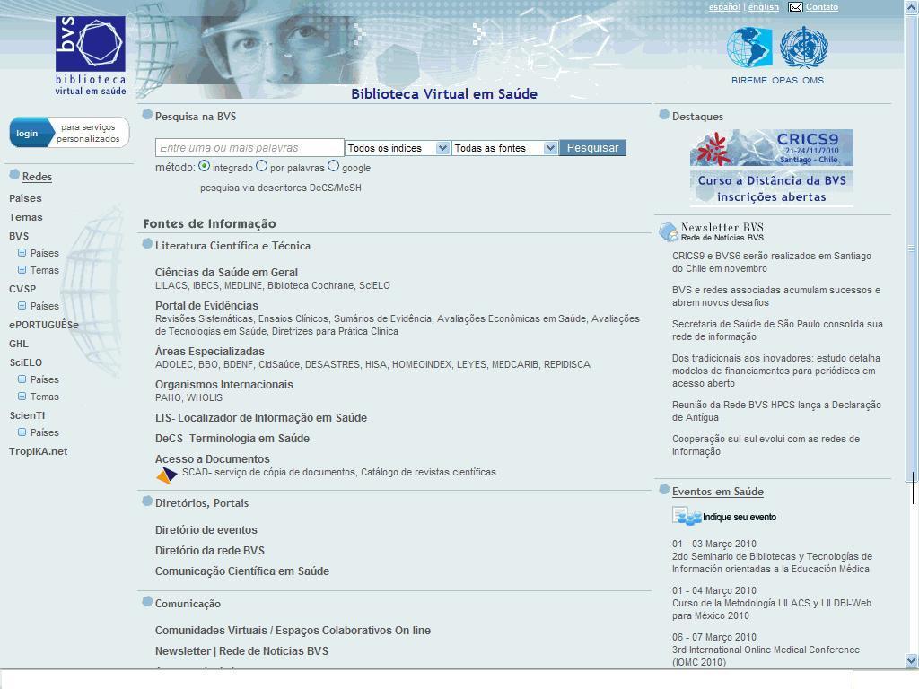 -Interface trilingue portugués inglês Espanhol - Pesquisa simultânea em toda a rede de