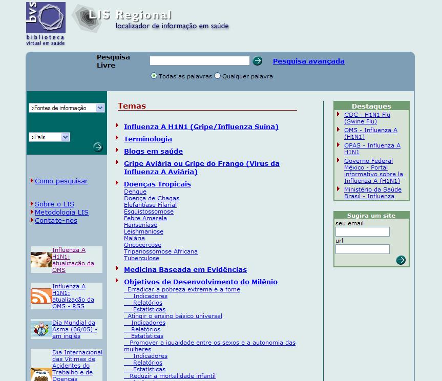 Catálogo de sites relevantes em saúde, selecionados