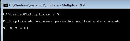 Exercício de uso argc e argv Faça um programa que, ao executar, leia dois valores inteiros na linha de comando e mostre o