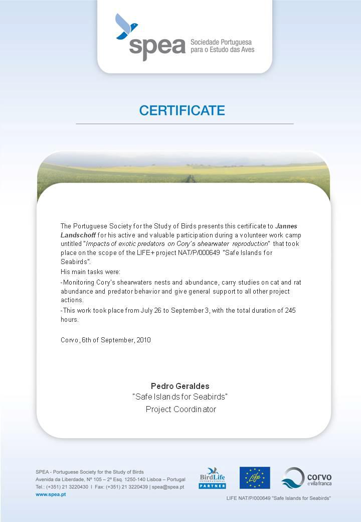 Exemplo de certificado