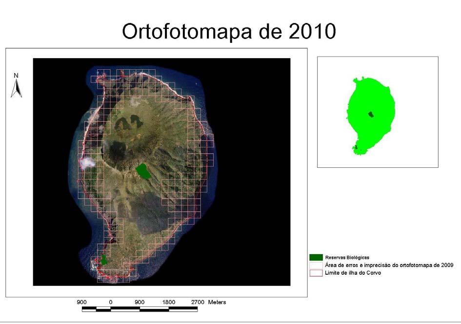 Figura 13 Mapa com definição ortofotomapa de 2010 Com a nova informação cartográfica de base foi efectuada uma nova foto-interpretação das principais manchas na área total de intervenção da Ilha do