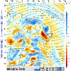 forma circular do CCM e com o núcleo máximo de precipitação sobre o sertão paraibano Figura 4. Campos da temperatura do ar em 1000 hpa para o dias 08 e 09 de 12/2008.