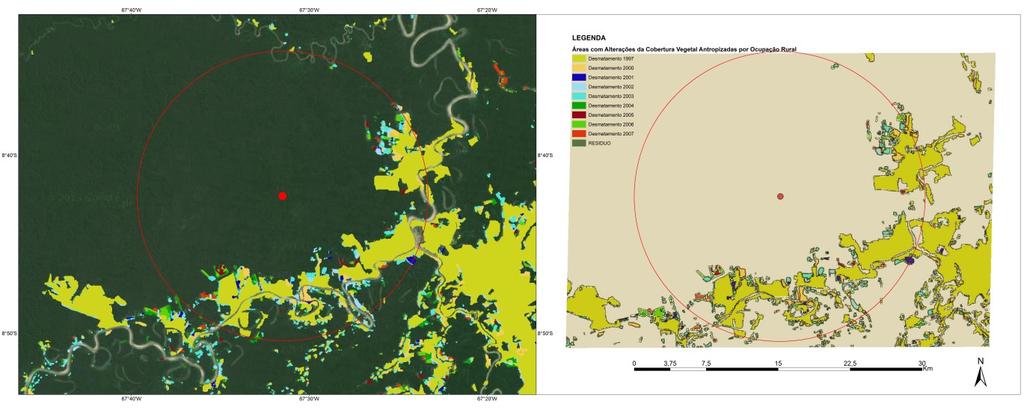 109 Materiais e Métodos A ferramenta relatório possibilita realizar análises de pontos, linhas ou territórios localizados na área da Amazônia Legal a partir da submissão de qualquer tema e da seleção