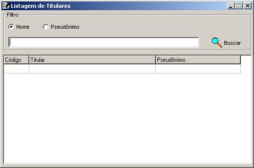Após a gravação dos dados, surge a tela de Titulares do Fonograma para inclusão do Produtor, Intérpretes e Músicos. Clicar em Novo Registro para inserir os dados.