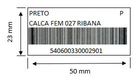 Etiqueta interna de código de barras adesiva Cor Descrição do produto Tamanho Código EAN 5.