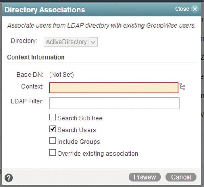 Aproveitando as Vantagens do Suporte a Active Directory no GroupWise 2014 inserir um subconjunto de usuários do Active Directory em uma determinada agência postal.