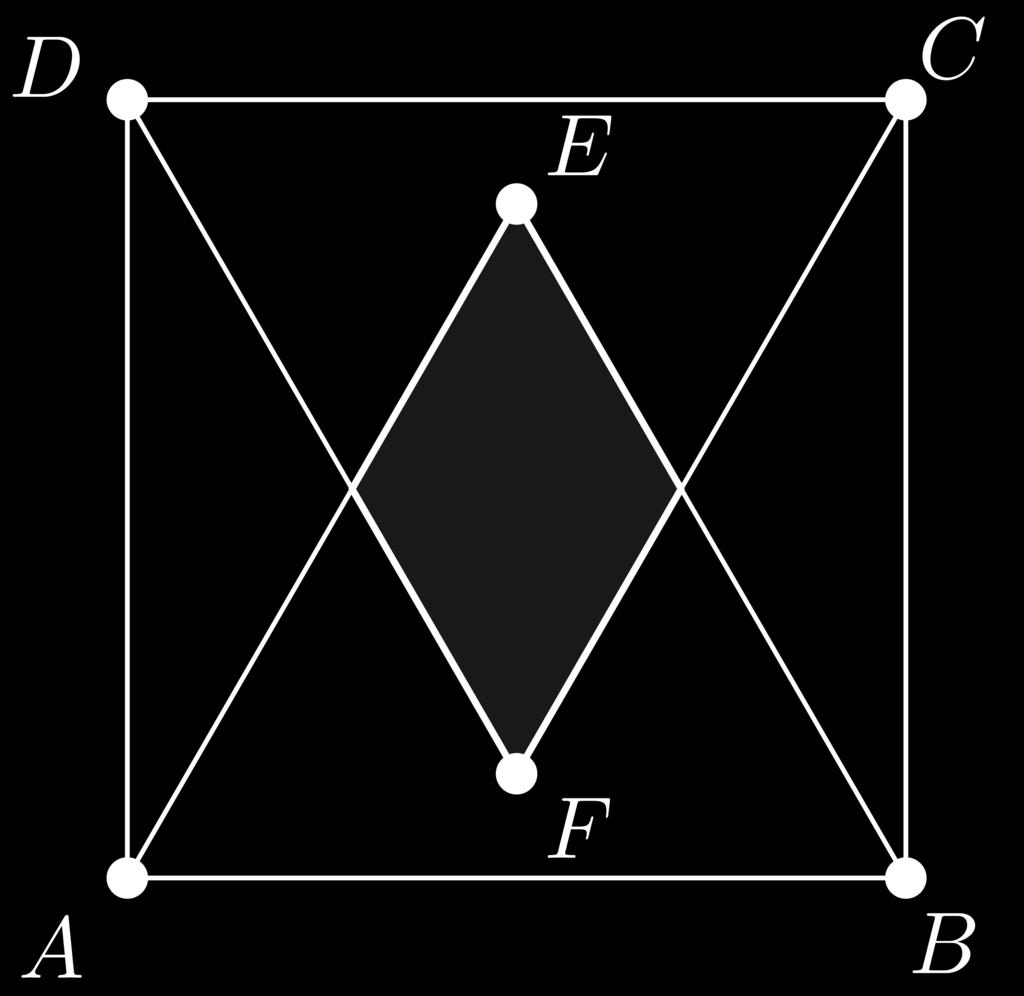 Sendo cm a medida do lado do quadrado, a área do losango destacado na figura é dada por: (A) (B) 4 6 (C) 8 (D) 8 (E) 4 Resposta: A