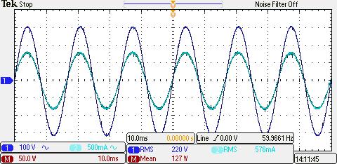 V in I in I bb Figura 5 Forma de onda da tensão e corrente de entrada para o circuito alimentado pela rede elétrica. Figura 6 Forma de onda da tensão e corrente no interruptor.