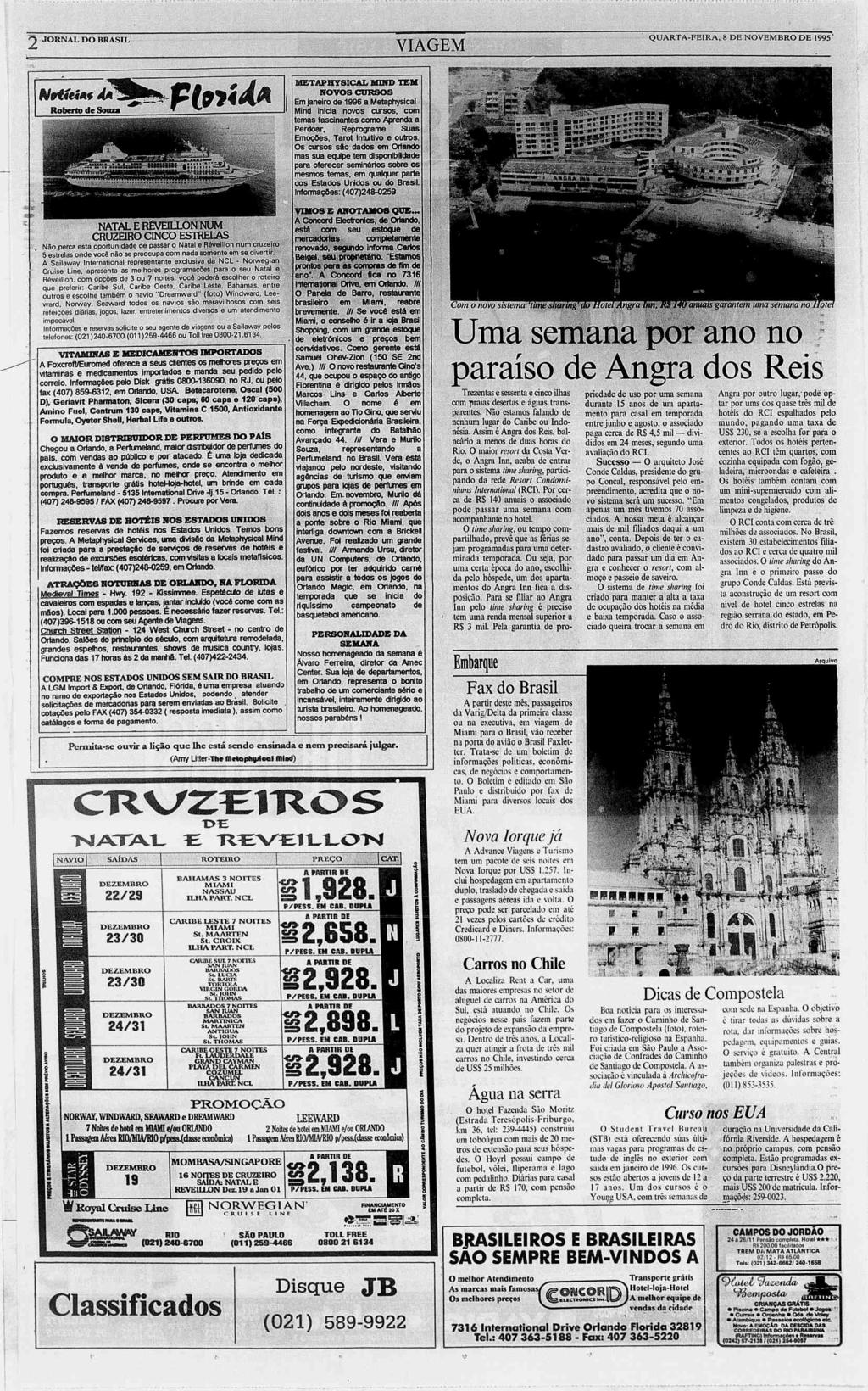JORNAL 2 DO BRASL QUARTA-FERA, 8 DE NOVEMBRO DE 19951 VAGEM QUARTA-FERA, Noíícía* d*.