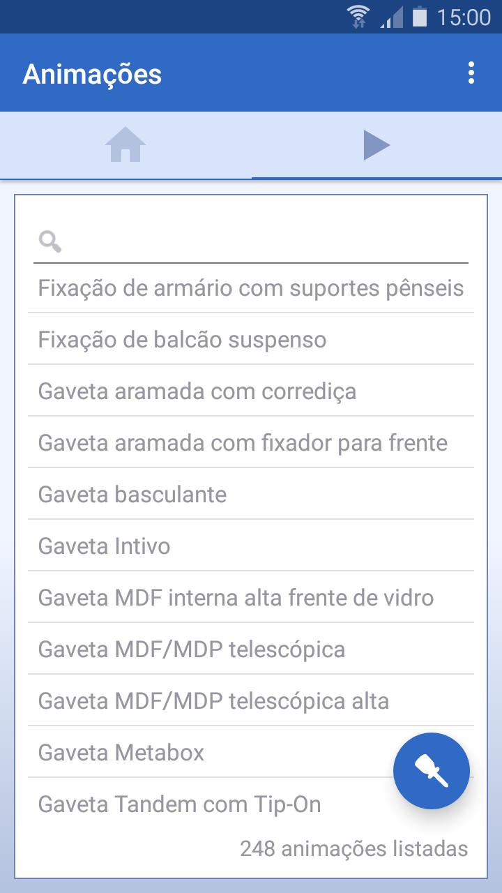 Pressione sobre os botões de cima ou simplesmente deslize a imagem para os lados para alternar entre as duas abas. Vá até a aba Animações para ter acesso à lista de animações disponíveis.