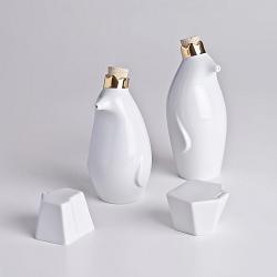 6pçs Jg galheteiro cerâmica Pinguim Rei branco/ouro 4pçs Decanter