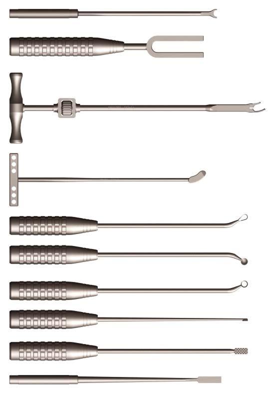 Instrumental Osteótomo Grosa lombar Cureta Cureta em anel Cureta em copo Cureta em alça Gabarito de espaçador em T Insersor Percursor Compactador Procedimento de esterilização MÉTODO CICLO