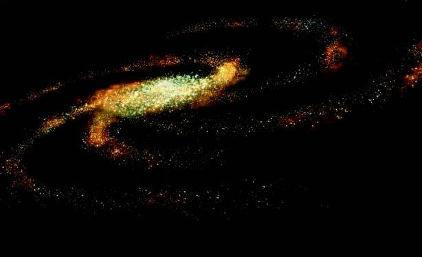 Representação artística da Via Láctea, que abriga o nosso sistema solar.