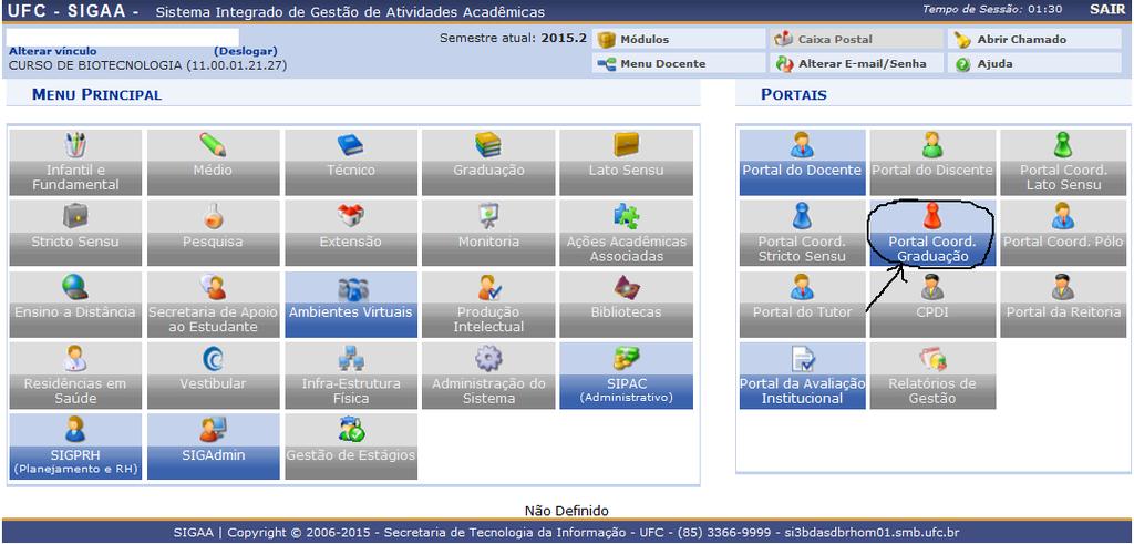 Passo 02: na tela seguinte o usuário deverá selecionar o Portal Coord.