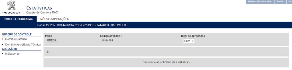 Manual de utilização Quadro de Controle Após proceder com o acesso ao Quadro de Controle, abrirá uma nova tela onde deverão ser informados novamente o login e a senha.