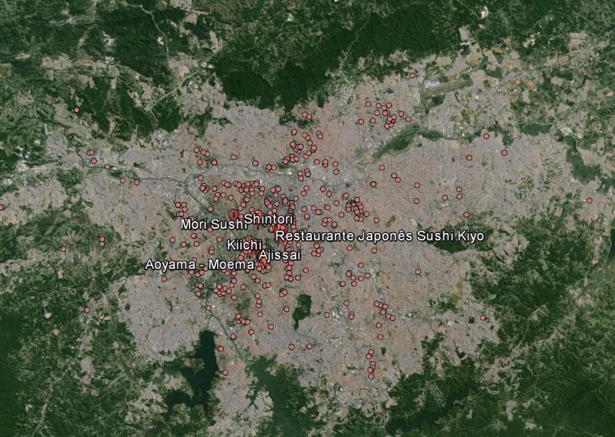 Local Distribuição de restaurantes que