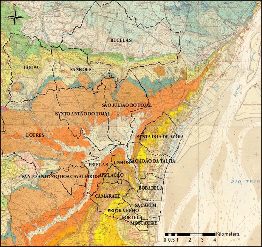 2.2. Enquadramento Geológico A área em estudo (Figura 2) insere-se na folha 34-B (Loures), da Carta Geológica de