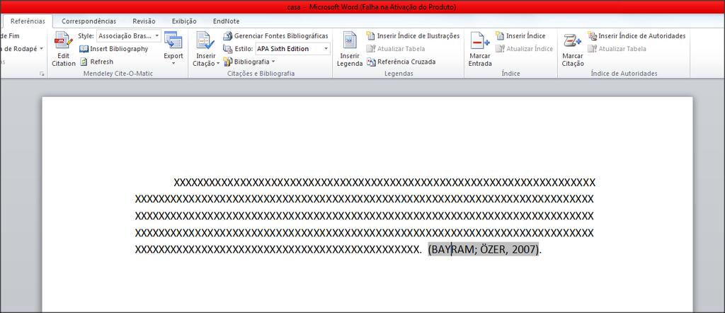 Plugin Word Editar Citação 47 Para editar uma citação, selecione-a no texto.