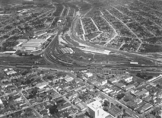 Vista aérea da cidade, década de 1960, notar o