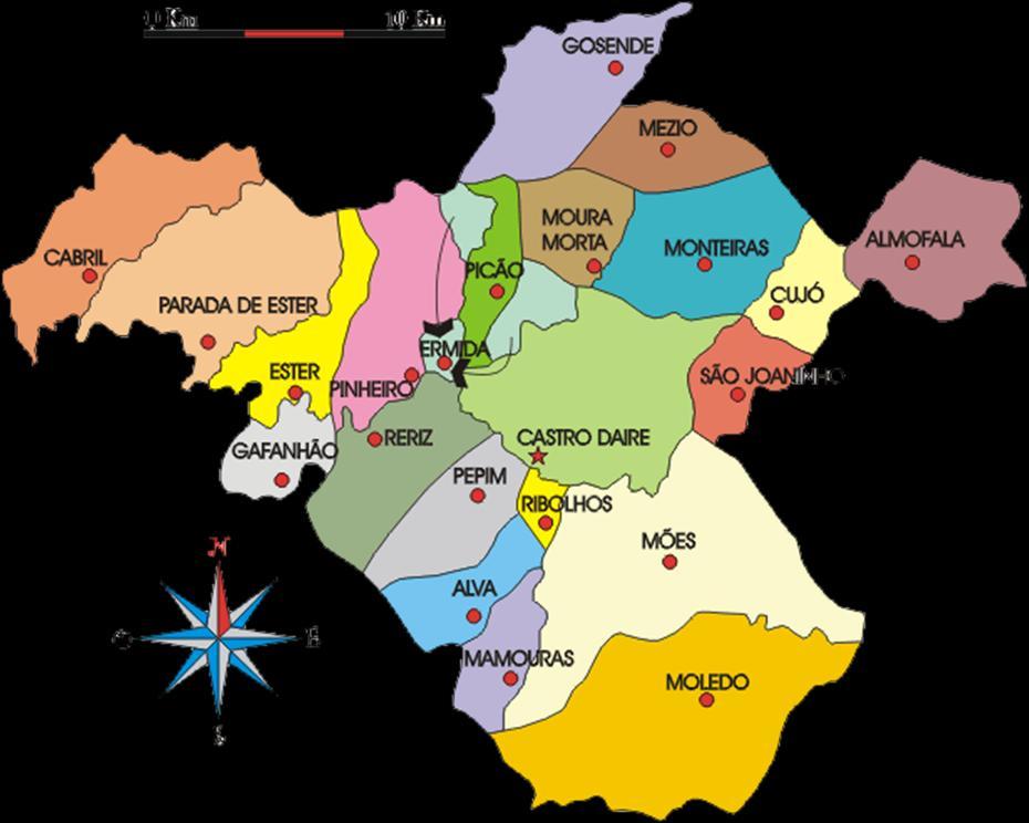 Mapa do Concelho de Castro Daire Com exceção das freguesias de Cabril e Parada de Ester todas as
