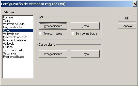 - Na categoria Cores selecionar a cor que bit irá assumir se for FALSE e a cor quando for TRUE.