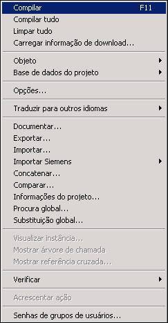 6 Carregando o projeto no CP 6.1 Compilando o projeto - Antes de realizar a transferência dos arquivos é necessário compilar o projeto.