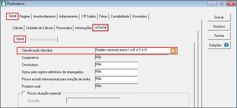 Como configurar uma empresa optante pelo simples nacional do anexo I a III e V a VI?