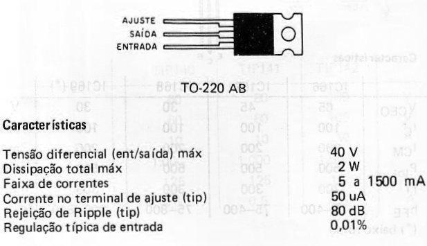 LM117 LM217 LM317 Os circuitos integrados desta série consistem em reguladores positivos de tensão para correntes até 1 A. Para correntes até3 A podem ser usados os da série LM350.