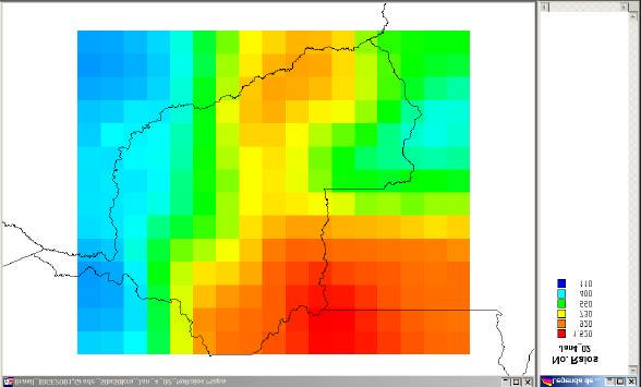 FIGURA 4.15 Distribuição espacial dos raios na janela 04 de 2002. 4.2.2 Intensidade do Pico de Corrente Negativa A média diária da intensidade do pico de corrente negativa é mostrada na Figura 4.