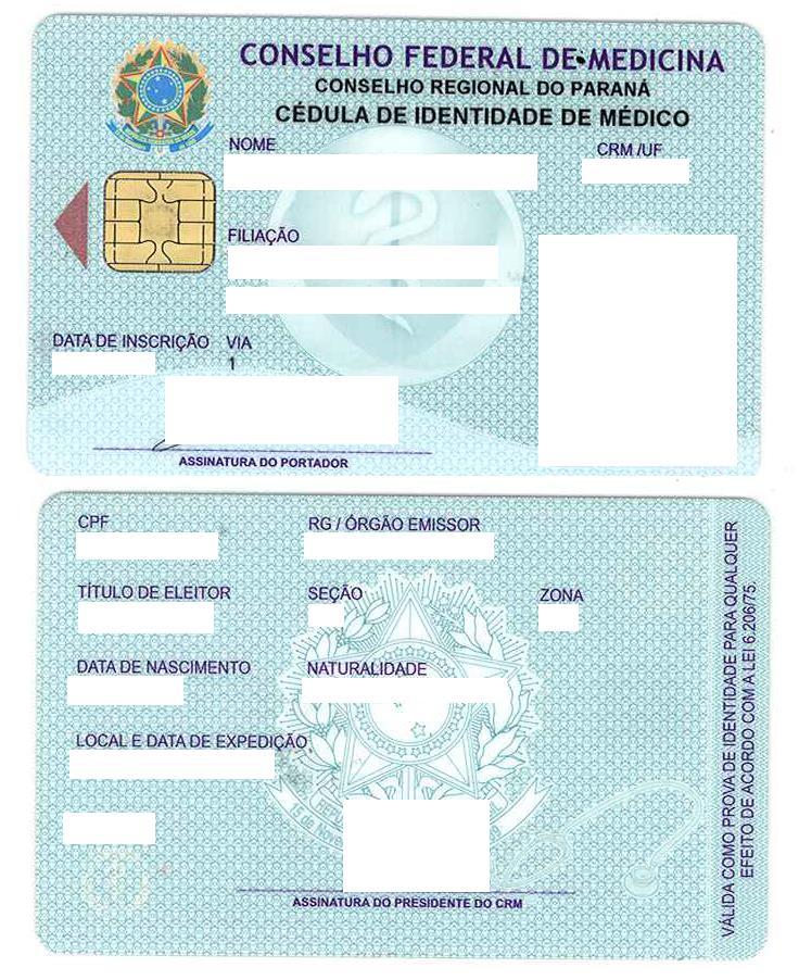 ANEXO I: MODELO DA CÉDULA DE IDENTIDADE DE MÉDICA FORNECIDA PELO CONSELHO REGIONAL DE MEDICINA 4.6. Taxa de inscrição: 4.6.1.