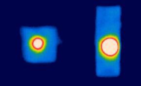 temperatura acima de 45 C. 3098 Figura 6: Imagens do aquecimento gerado por UST estático em diferentes phantoms.