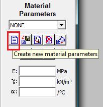 DEFINIÇÃO DO MATERIAL: Para definirmos o material, selecionamos o botão Material Parameters. Para usar um material, temos que antes criá-lo, ou seja, informar ao Ftool todas as suas características.