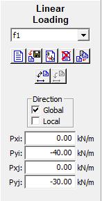 Se você quer que a carga distribuída acompanhe a direção da barra, basta trocar Global por Local em Direction.