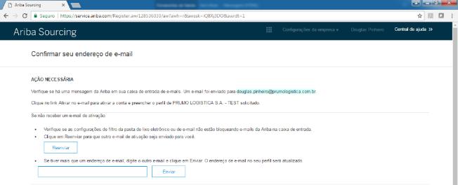 3.4 Ao clicar em registar a tela abaixo ira aparecer, informando a necessidade de confirmar seu endereço de email.