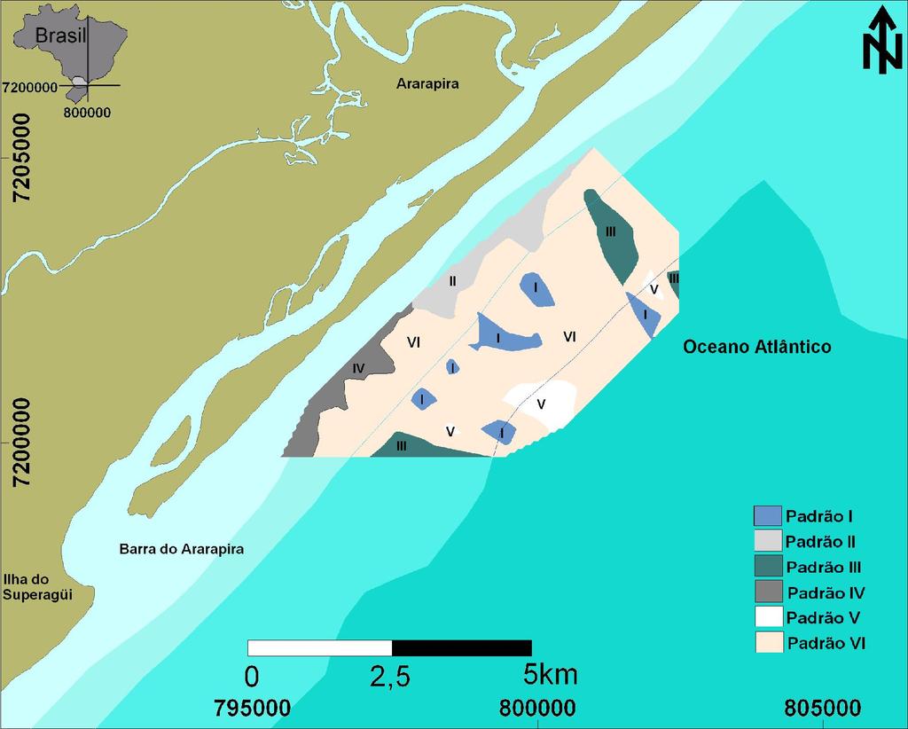 39 Figura 5.2.1 Mapa de fácies com os padrões sedimentares encontrados.