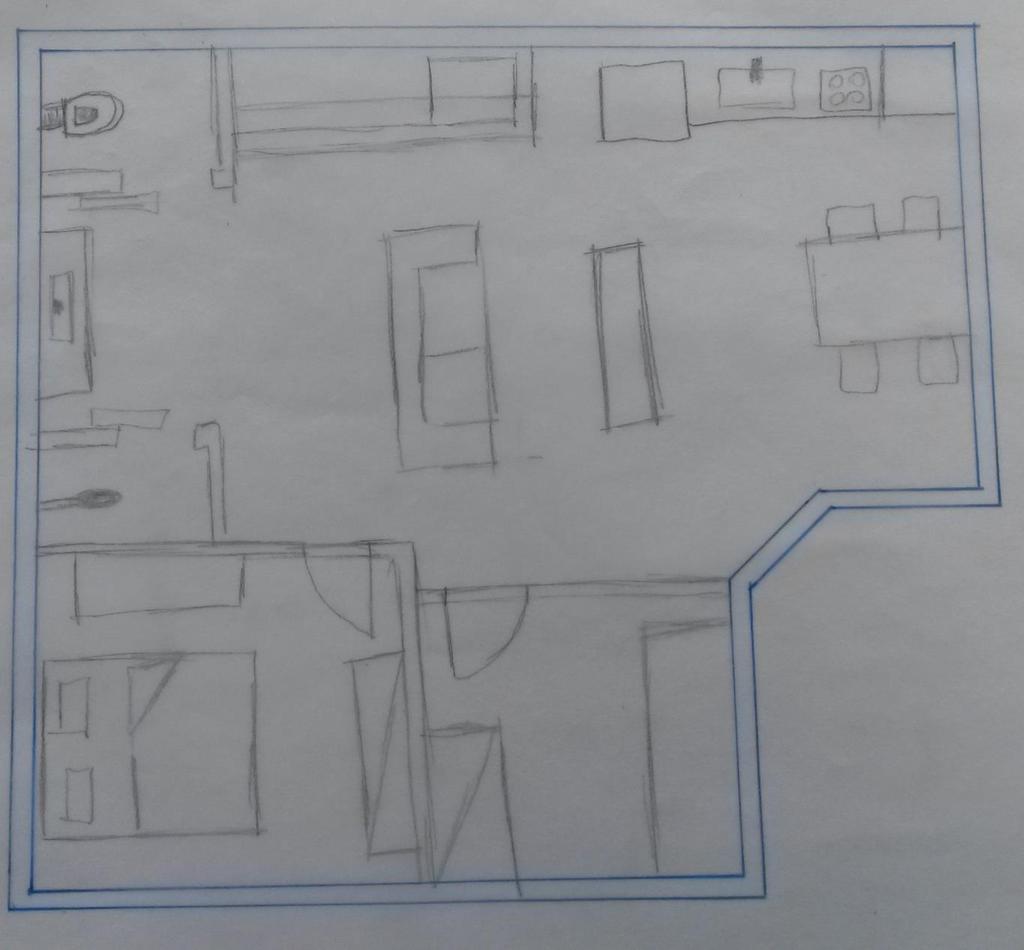 3. Croquis Entrada mudou de lugar Sala de estar não esta em um local