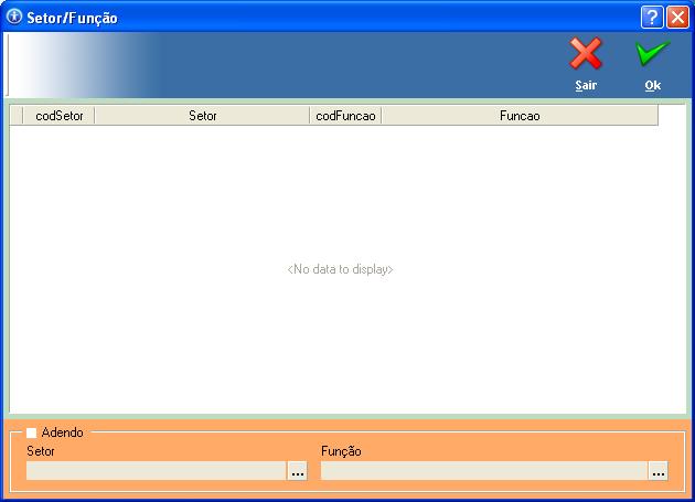 Ainda no quadro de Setor/Função, Clicar em Adendo, depois