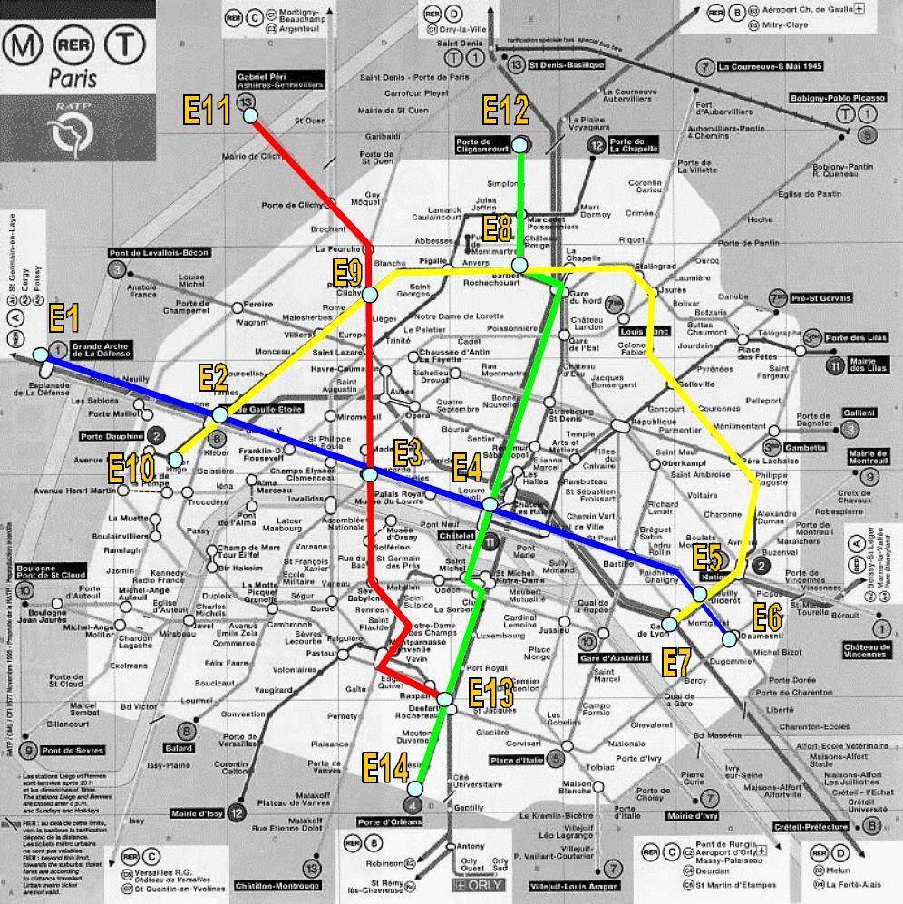 Figura 1: Linhas do metro de Paris.