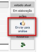 Depois de confirmadas as informações, clique no campo Enviar para análise, localizado no lado direito da tela.