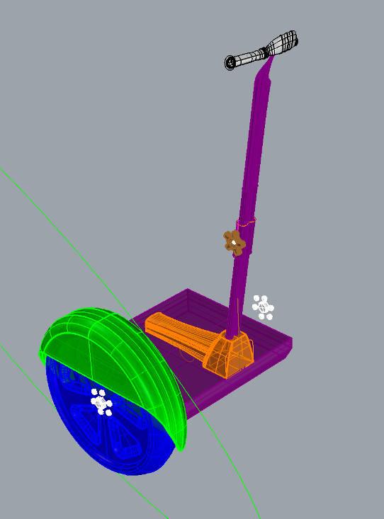 ESPELHAMENTOS E CORTES Ligue todas as camadas. Você tem metade de um Segway, parabéns!