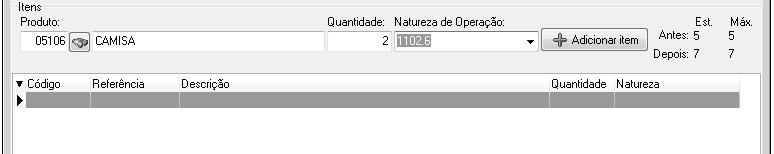 Exemplo: Ajustando um valor em estoque através do ajuste normal Suponhamos que a quantidade do produto Camisa está incorreta. No sistema consta a quantia 5, quando na verdade há 7 em estoque.