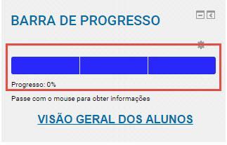 Para o professor ter uma melhor visualização das atividades ou recursos monitorados basta clicar em visão geral dos alunos Aparecerão