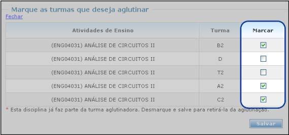 Para o professor aglutinar na turma recém-criada às demais que estejam sob sua