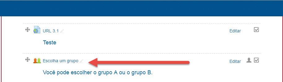 forma: Na visão dos alunos a atividade aparecerá nos módulos da seguinte Quando o aluno clica sobre a atividade, ele poderá escolher qual grupo ele quer participar.