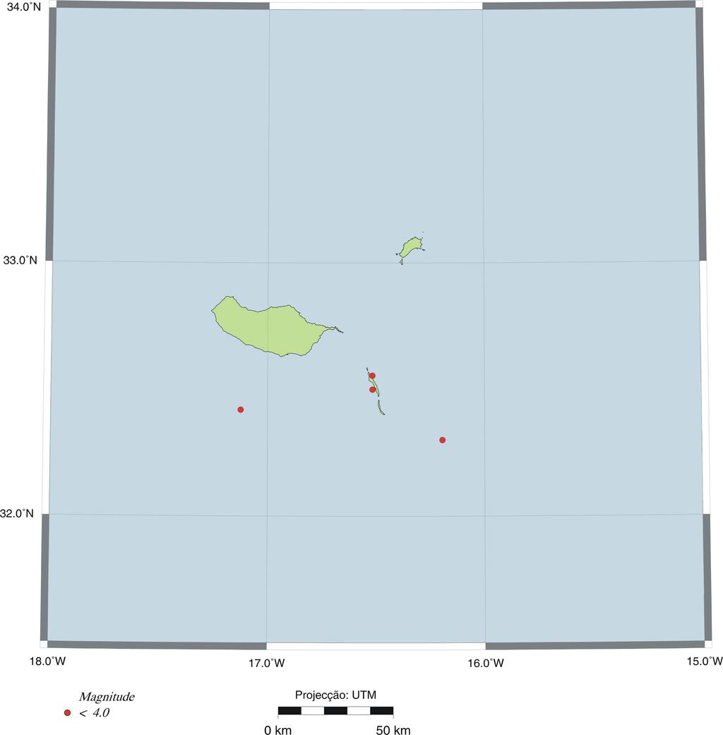 Resumo da Sismicidade - Madeira Na Figura apresenta-se o mapa de sismicidade do Arquipélago da Madeira e área adjacente. Figura. Sismicidade registada pela Rede Sísmica Nacional no período de 211/ 2/ 1211/ 2/ 28 no Arquipélago da Madeira e região adjacente.