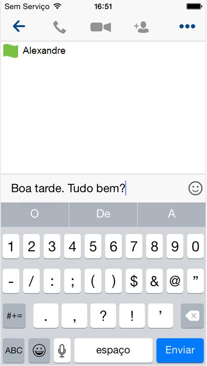 B Após abrir uma nova janela, clique no ícone B para abrir a tela de Conversa. C Insira sua mensagem no campo indicado pelo ícone C e aperte o botão Enviar.